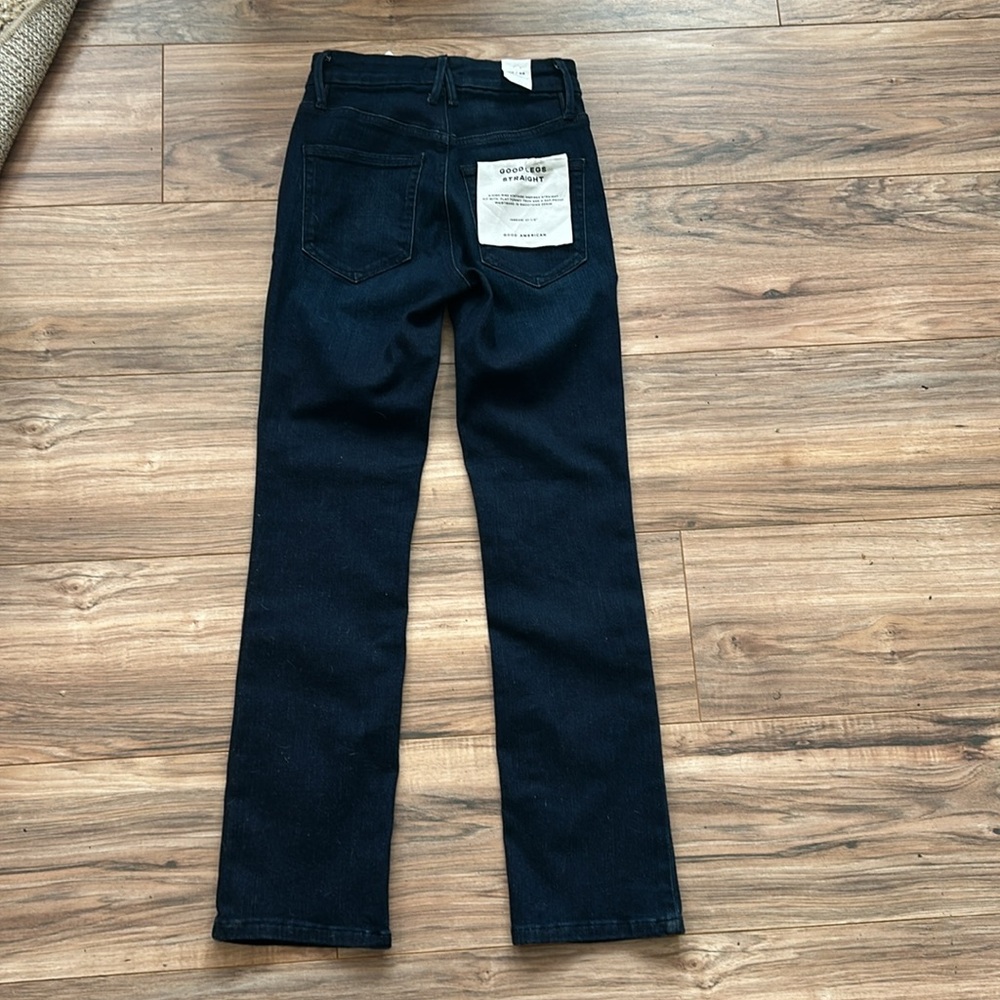 Good American Good Legs Straight Dark Denim Jeans - Picture 8 of 11